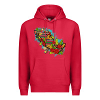 Cardinal Mexico Map with Leopard and Sunflowers Premium Hoodie - texasbilliewilder