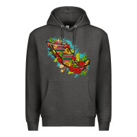 Charcoal Heather Mexico Map with Leopard and Sunflowers Premium Hoodie - texasbilliewilder