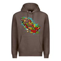 Coffee Mexico Map with Leopard and Sunflowers Premium Hoodie - texasbilliewilder