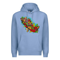 Colony Blue Mexico Map with Leopard and Sunflowers Premium Hoodie - texasbilliewilder