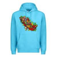 Ocean Blue Mexico Map with Leopard and Sunflowers Premium Hoodie - texasbilliewilder