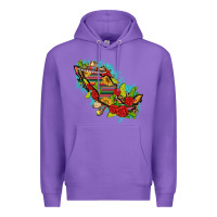 Purple Mexico Map with Leopard and Sunflowers Premium Hoodie - texasbilliewilder