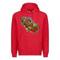 Red Mexico Map with Leopard and Sunflowers Premium Hoodie - texasbilliewilder