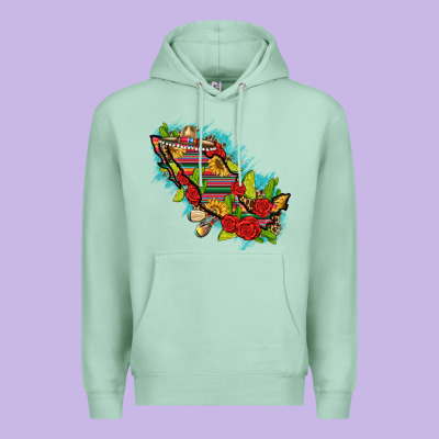 Mexico Map With Leopard And Sunflowers Premium Hoodie Designed By Texasbilliewilder