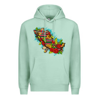 Seafoam Mexico Map with Leopard and Sunflowers Premium Hoodie - texasbilliewilder