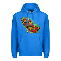 True Royal Mexico Map with Leopard and Sunflowers Premium Hoodie - texasbilliewilder