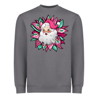 Pink Christmas Santa Claus Sunflower Heavyweight Sweatshirt | Teevron