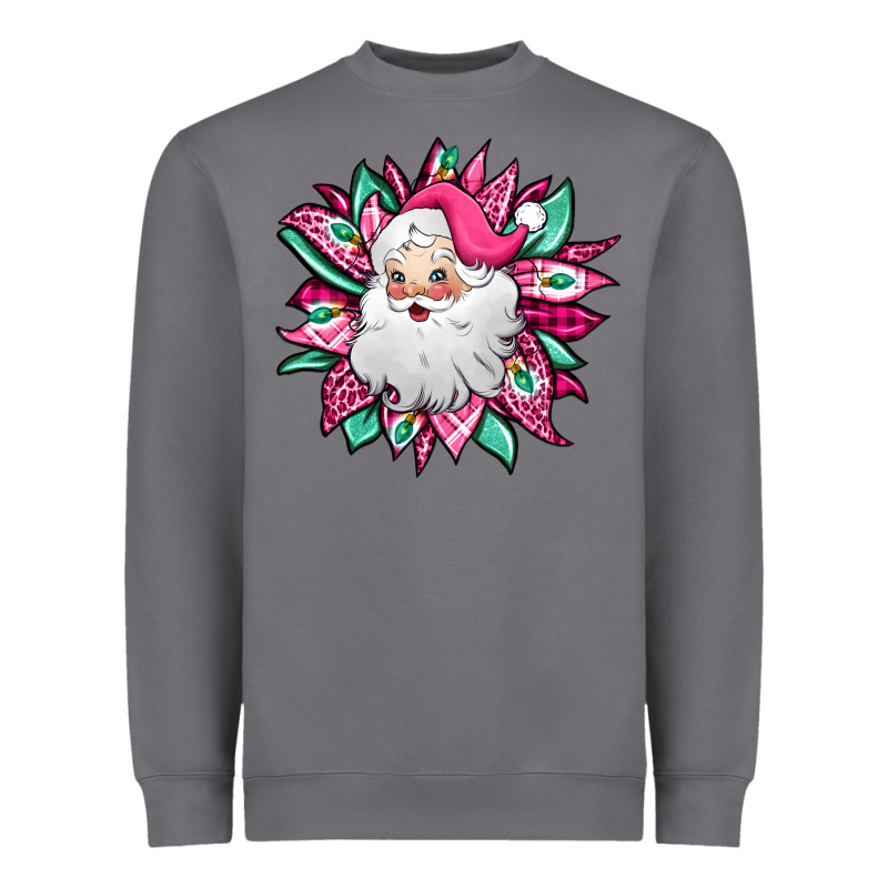 Pink Christmas Santa Claus Sunflower Heavyweight Sweatshirt by Jasminsmagicworld | Teevron