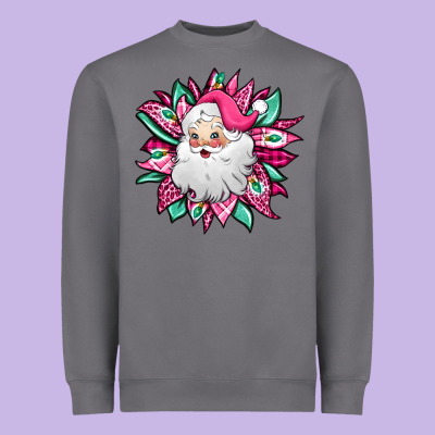 Pink Christmas Santa Claus Sunflower Heavyweight Sweatshirt Designed By Jasminsmagicworld