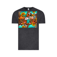 Vintage Black pumpkin nurse with sunflower Vintage Tee - AdoDesignShop
