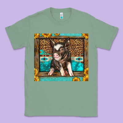 Western Cute Pig Classic Tee Designed By Lillyallendesigns
