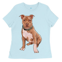 Baby Blue brown pitbull Ladies Tee - RanaPortraitStore