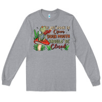 Heather Grey if my book is open your mouth should be closed malia Long Sleeve Tee - MaliasSmallBusiness
