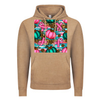 Vintage Coffee breast cancer awareness with pumpkins seamless pattern Vintage Hoodie - BundleAndBundleShop