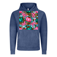 Vintage Denim breast cancer awareness with pumpkins seamless pattern Vintage Hoodie - BundleAndBundleShop