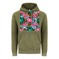 Vintage Olive breast cancer awareness with pumpkins seamless pattern Vintage Hoodie - BundleAndBundleShop