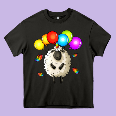 Rainbow Sheep Heavy Core Tee Designed By Zillion Design Studio