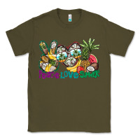 Army Green Peace Love Summer Classic Tee - CowhideDigitalArt