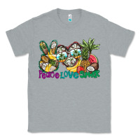 Heather Grey Peace Love Summer Classic Tee - CowhideDigitalArt