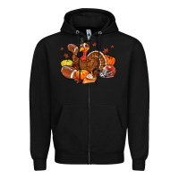 Black football turkey thanksgiving Zipper Hoodie - MaliasSmallBusiness