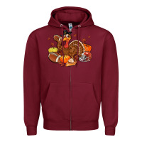 Burgundy football turkey thanksgiving Zipper Hoodie - MaliasSmallBusiness
