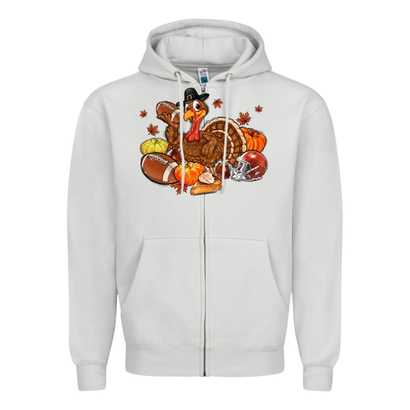 Football Turkey Thanksgiving Zipper Hoodie by MaliasSmallBusiness | Teevron