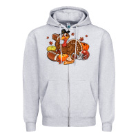 Heather Grey football turkey thanksgiving Zipper Hoodie - MaliasSmallBusiness
