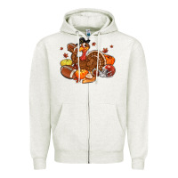 Oatmeal Heather football turkey thanksgiving Zipper Hoodie - MaliasSmallBusiness