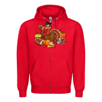 Red football turkey thanksgiving Zipper Hoodie - MaliasSmallBusiness