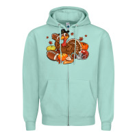 Seafoam football turkey thanksgiving Zipper Hoodie - MaliasSmallBusiness