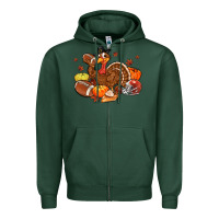 Sports Green football turkey thanksgiving Zipper Hoodie - MaliasSmallBusiness