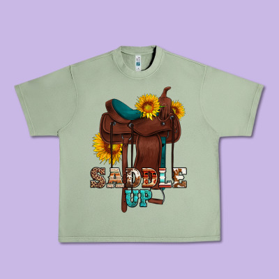 Saddle Up Cowboy Western Sunflowers Urban Heavy Tee Designed By Artiststas