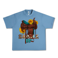 Pebble Blue saddle up cowboy western sunflowers Urban Heavy Tee - Artiststas