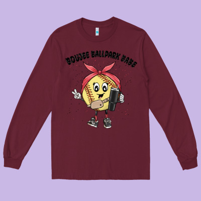Boujee Ballpark Babe Long Sleeve Tee Designed By Maliassmallbusiness