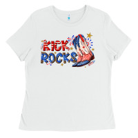 White kick rocks cowboy boots fourth of july Ladies Tee - texasbilliewilder