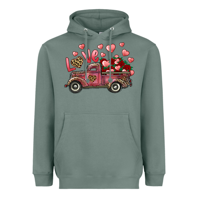 Love Truck With Roses And Leopard Heavyweight Hoodie by RanaPortraitStore | Teevron