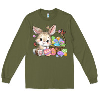 Army Green easter bunny Long Sleeve Tee - MaliasSmallBusiness