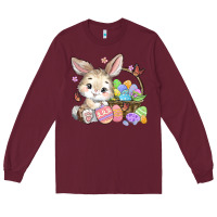 Burgundy easter bunny Long Sleeve Tee - MaliasSmallBusiness
