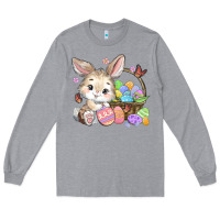Heather Grey easter bunny Long Sleeve Tee - MaliasSmallBusiness