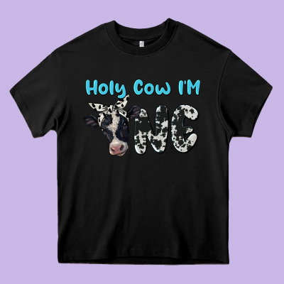 Holy Cow I'm One Heavy Core Tee Designed By Barkaloodesign