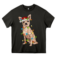 Asphalt Chihuahua with christmas lights Heavy Core Tee - RanaPortraitStore