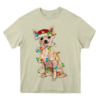 Mossy Chihuahua with christmas lights Heavy Core Tee - RanaPortraitStore