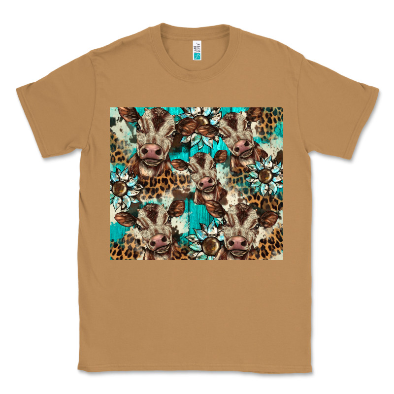 Western Cowhide Sunflower Baby Cow Classic Tee by BarkalooDesign | Teevron