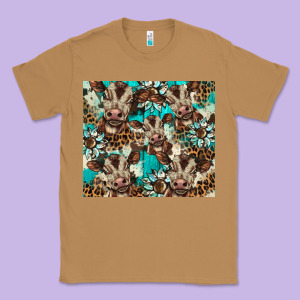 Western Cowhide Sunflower Baby Cow Classic Tee Designed By Barkaloodesign