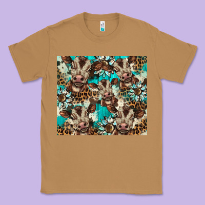 Western Cowhide Sunflower Baby Cow Classic Tee Designed By Barkaloodesign
