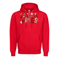 Red baseball vibes Zipper Hoodie - MaliasSmallBusiness