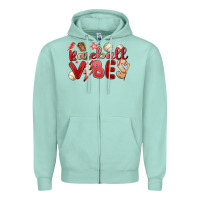 Seafoam baseball vibes Zipper Hoodie - MaliasSmallBusiness
