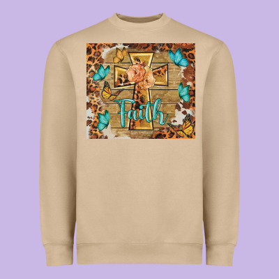 Faith Cross Heavyweight Sweatshirt Designed By Barkaloodesign