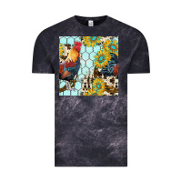 Cloud Black western rooster seamless pattern Vintage Tee - BundleAndBundleShop