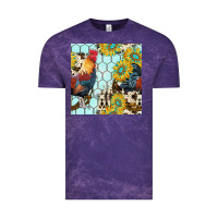 Cloud Purple western rooster seamless pattern Vintage Tee - BundleAndBundleShop